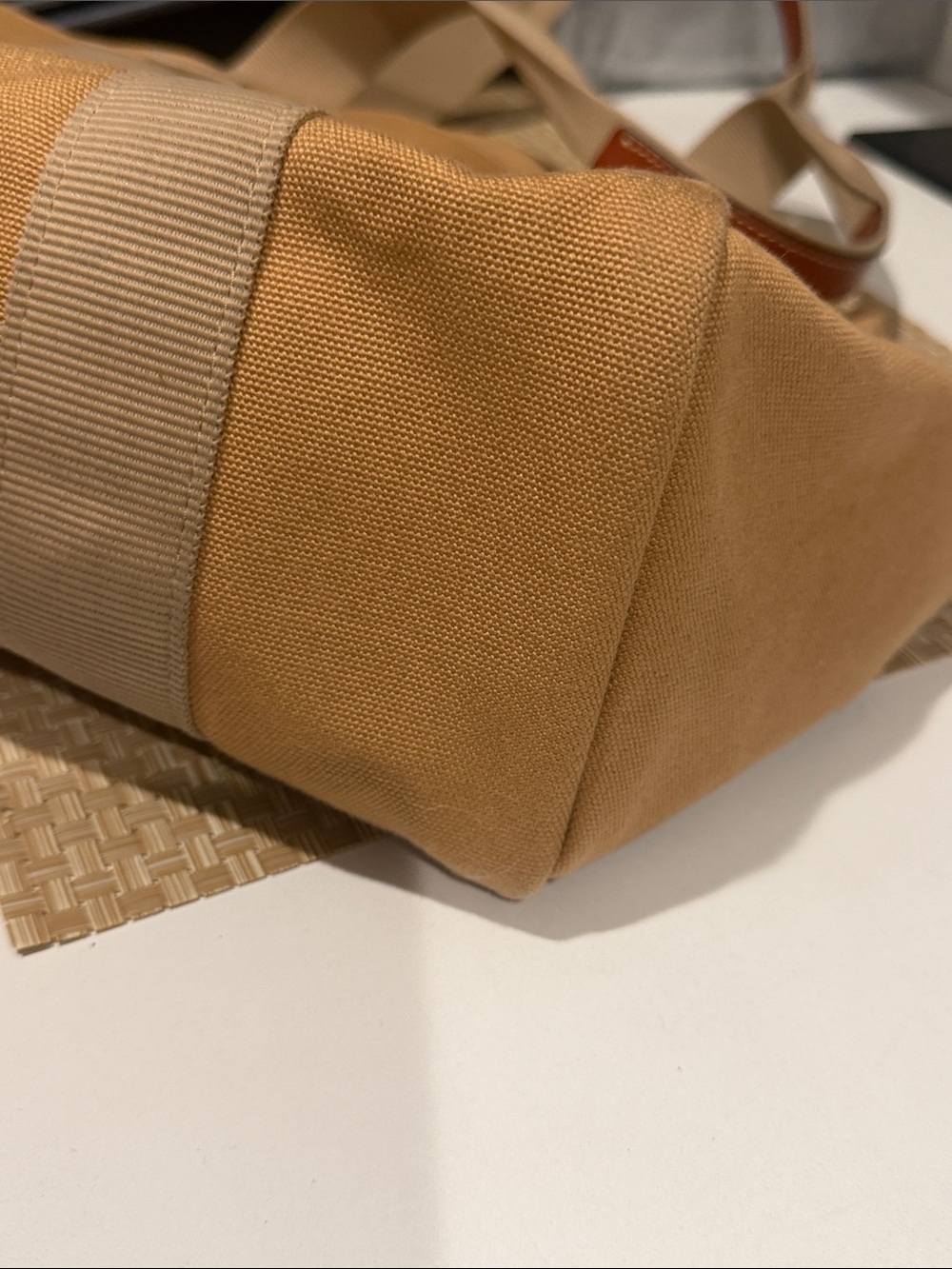 Dooney & Bourke Canvas Tote Bag in Tan with Beige Straps - Picture 5 of 7